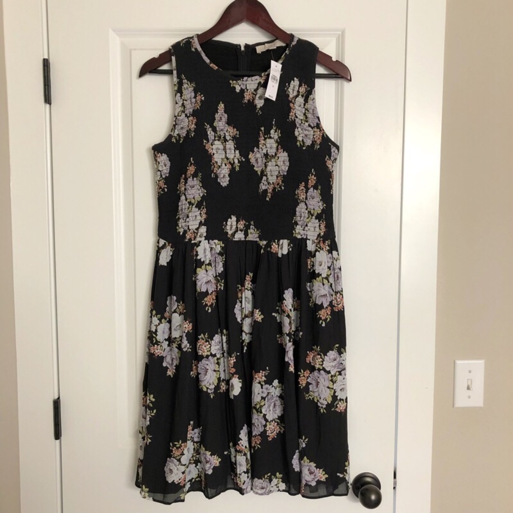 LOFT Bouquet Smocked Flare Dress